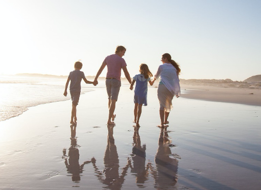 Family on beach