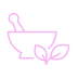 Herbal mortar and pestle icon, representing alternative medicine or natural remedies.